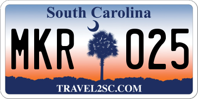 SC license plate MKR025