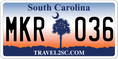 SC license plate MKR036
