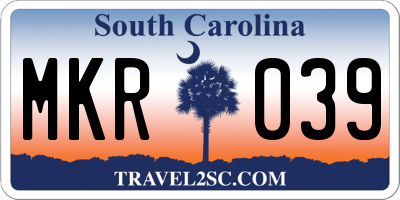 SC license plate MKR039