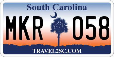 SC license plate MKR058