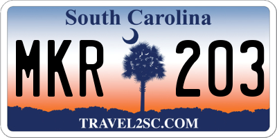 SC license plate MKR203