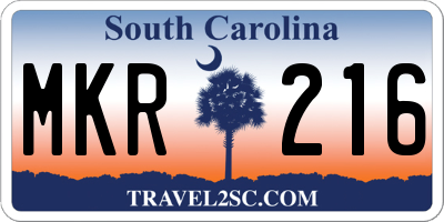 SC license plate MKR216