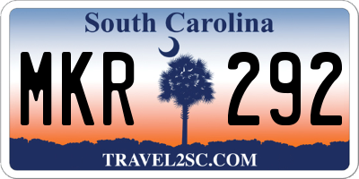 SC license plate MKR292