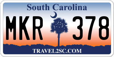 SC license plate MKR378