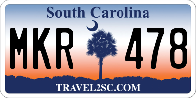 SC license plate MKR478