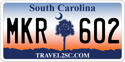 SC license plate MKR602