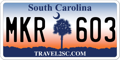 SC license plate MKR603