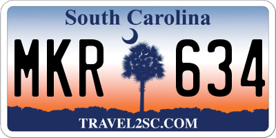 SC license plate MKR634