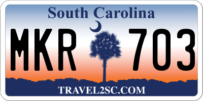 SC license plate MKR703