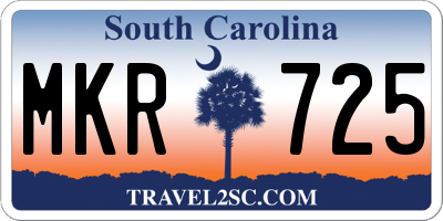 SC license plate MKR725