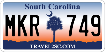 SC license plate MKR749