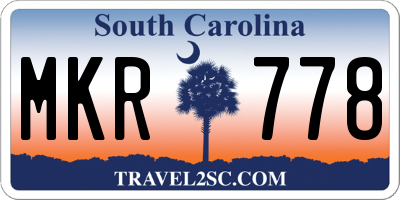 SC license plate MKR778
