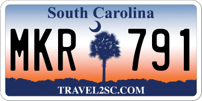 SC license plate MKR791