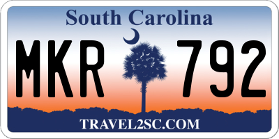 SC license plate MKR792