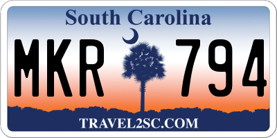 SC license plate MKR794