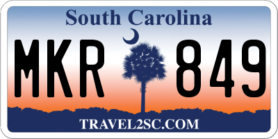 SC license plate MKR849