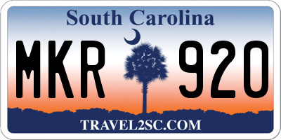 SC license plate MKR920