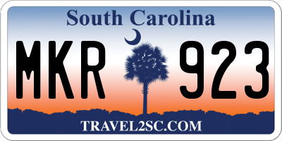 SC license plate MKR923