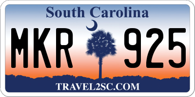 SC license plate MKR925