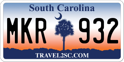 SC license plate MKR932