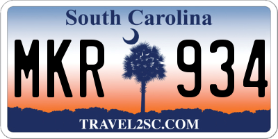 SC license plate MKR934