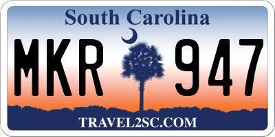 SC license plate MKR947