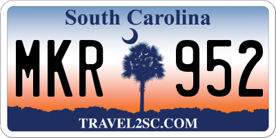SC license plate MKR952