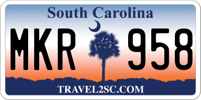 SC license plate MKR958