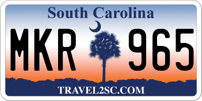 SC license plate MKR965