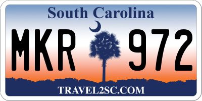 SC license plate MKR972