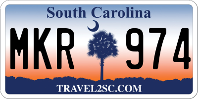 SC license plate MKR974