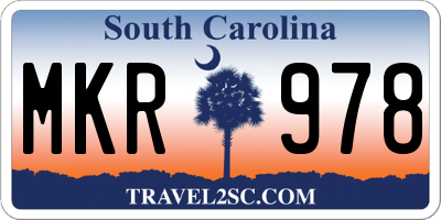 SC license plate MKR978