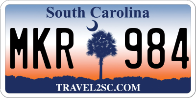 SC license plate MKR984