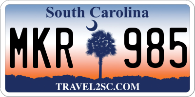 SC license plate MKR985