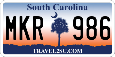 SC license plate MKR986