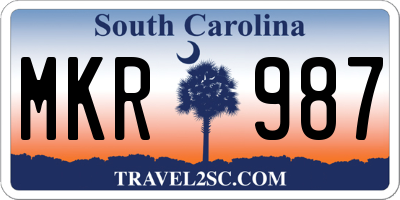 SC license plate MKR987