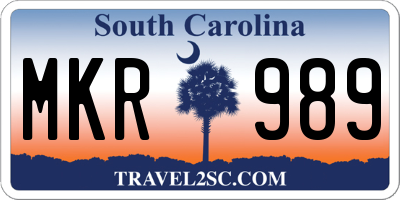 SC license plate MKR989