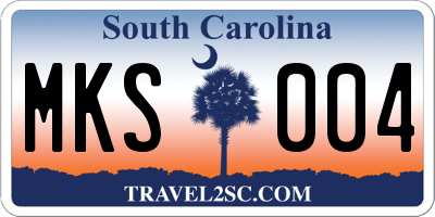 SC license plate MKS004