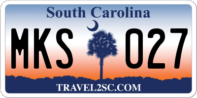 SC license plate MKS027