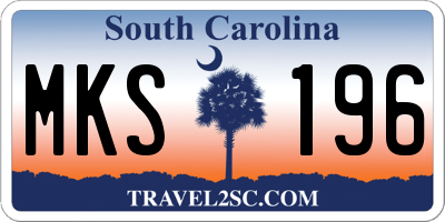 SC license plate MKS196