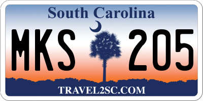 SC license plate MKS205
