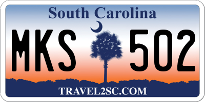 SC license plate MKS502