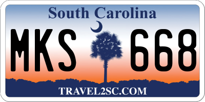 SC license plate MKS668