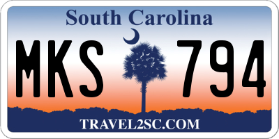 SC license plate MKS794