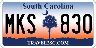 SC license plate MKS830
