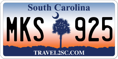 SC license plate MKS925