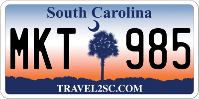 SC license plate MKT985
