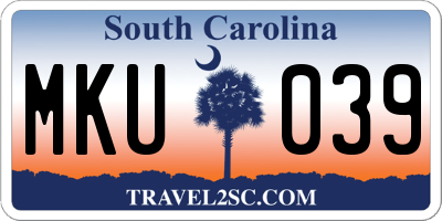 SC license plate MKU039