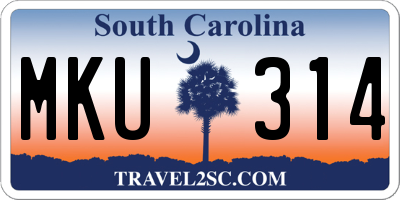 SC license plate MKU314