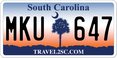 SC license plate MKU647
